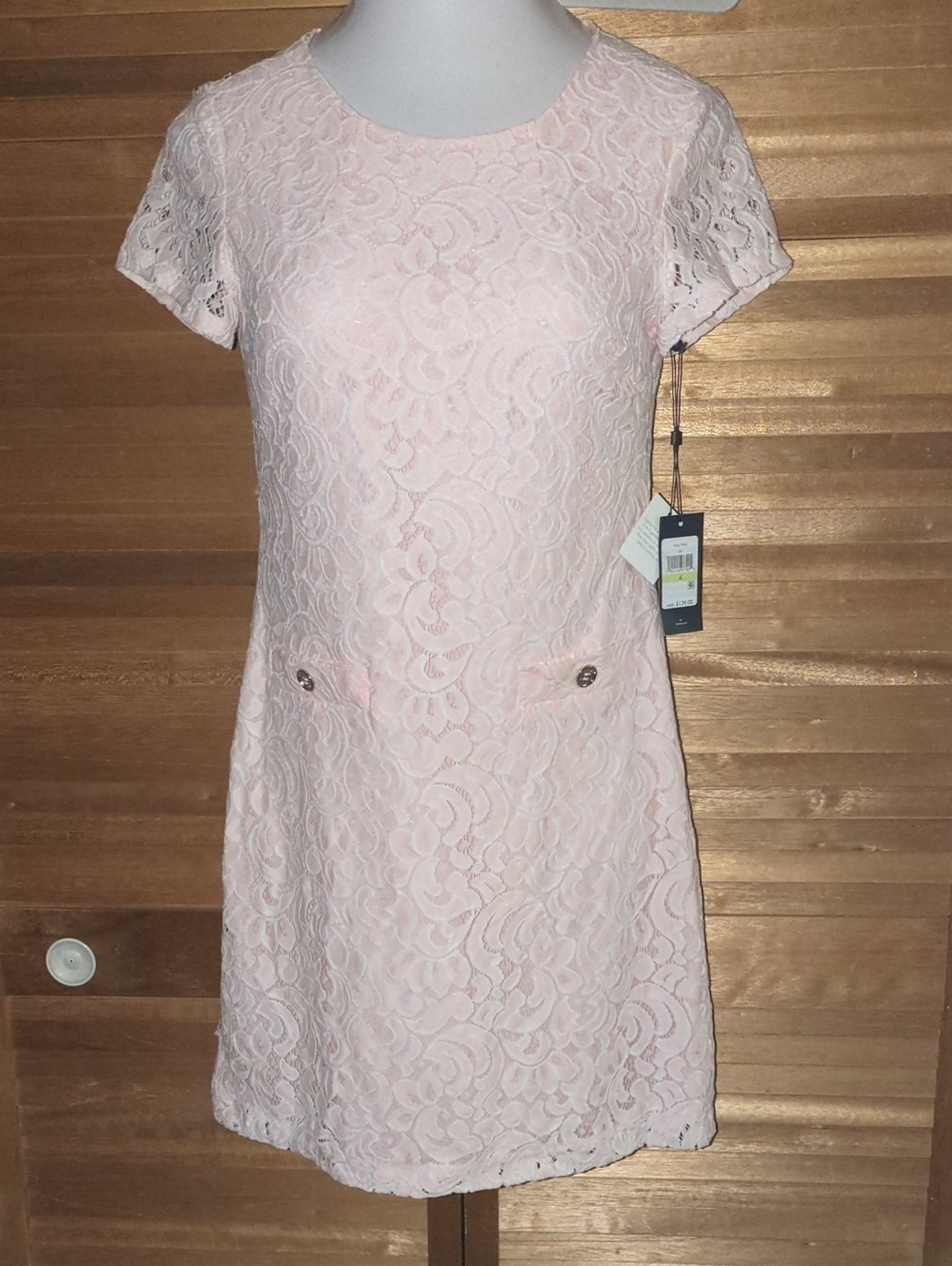 💥SUMMER END SALE💥Tommy Hilfiger Pale Pink Lace Shift Dress - Picture 4 of 8